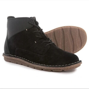 Clarks Tamitha Key Boots Black Leather Suede Lace Up Flat Side Zip Women’s 6.5